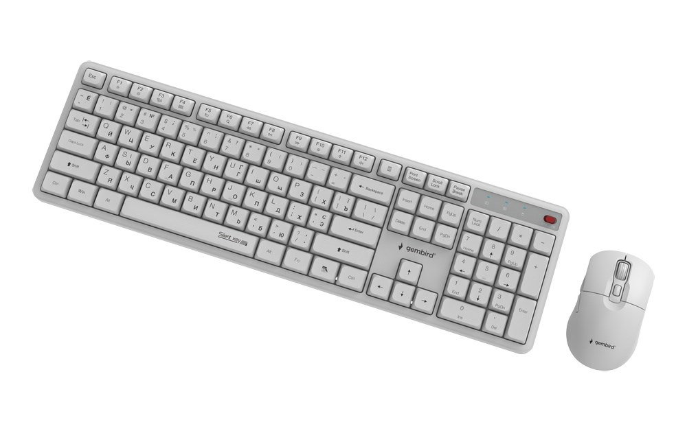 Gembird KBS-WMS-01-W-CYRL Silent key Pro Business wireless desktop set, white, RU layout
