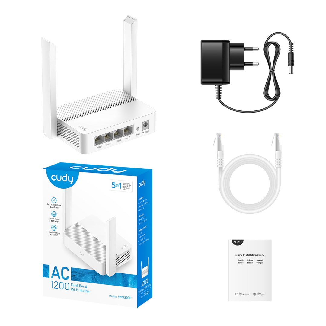 Cudy WR1200E wireless router Fast Ethernet Dual-band (2.4 GHz 5 GHz) White