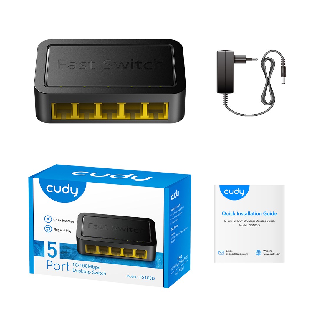 Cudy FS105D network switch Unmanaged Fast Ethernet (10/100) White