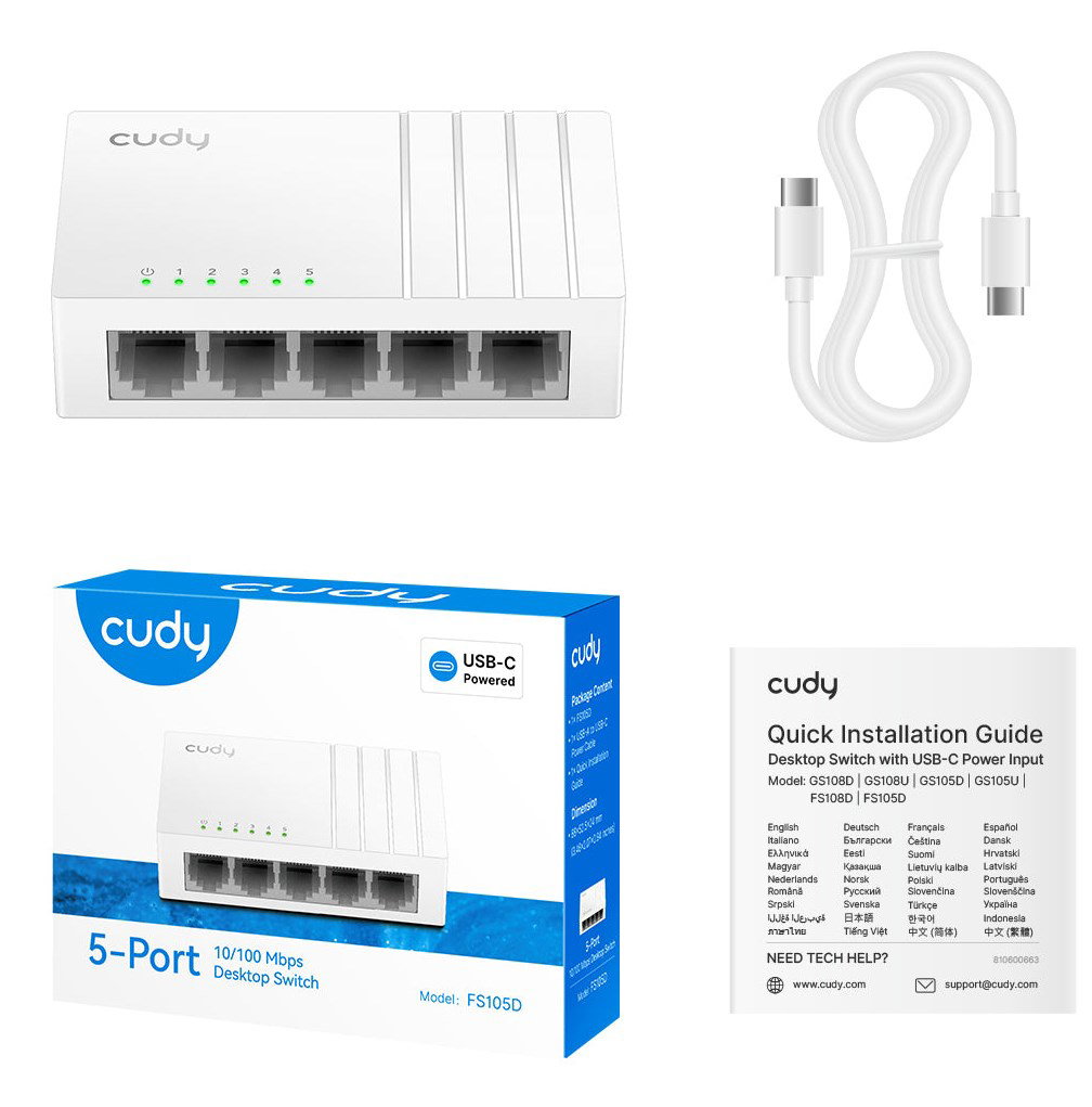 Cudy FS105D network switch Unmanaged Fast Ethernet (10/100) White