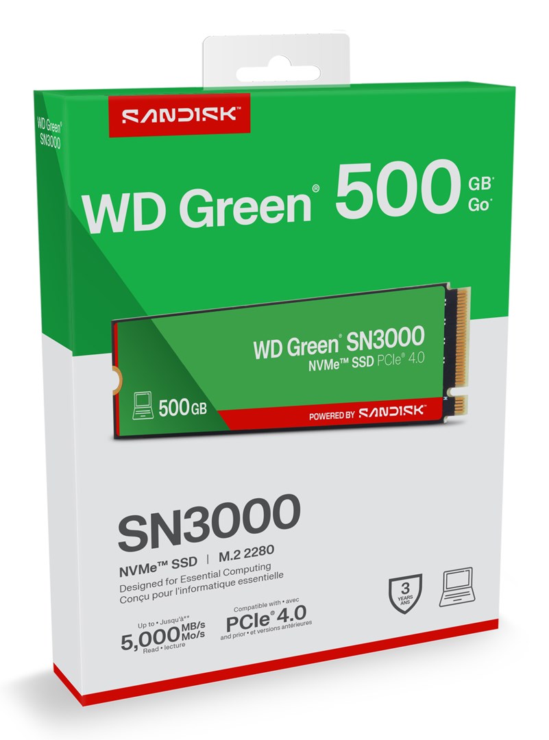 Western Digital Green WD SN3000 NVMe SSD POWERED BY SANDISK 500 GB
