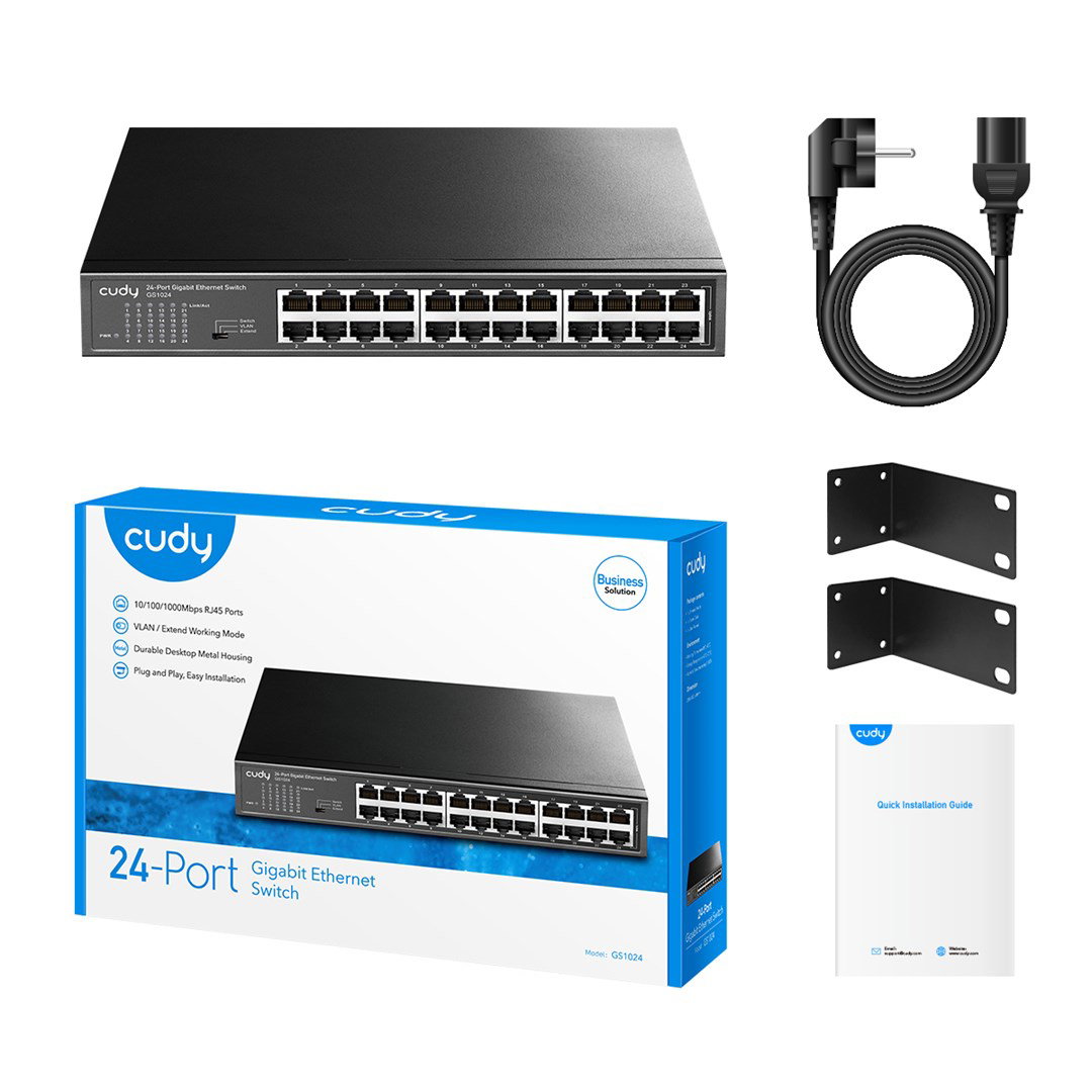 Cudy GS1024 network switch Unmanaged Gigabit Ethernet (10/100/1000) Black