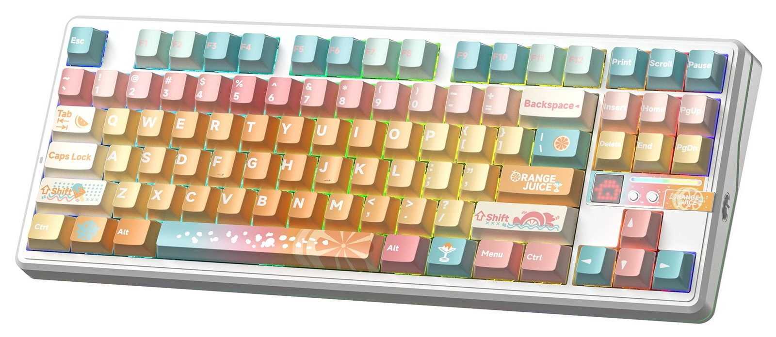 AULA Gasket F87 Pro V2 Orange Soda Kailh Meteorite Ice Cream RGB Keyboard