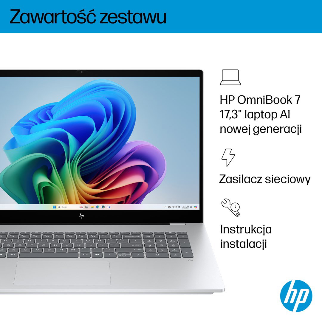 HP OmniBook 7 Next Gen AI 17-DC0073CL Copilot+ PC Intel Core Ultra 7 258V Laptop 43.9 cm (17.3) Full HD touchscreen 32 GB LPDDR5x-SDRAM 1 TB SSD NVIDIA GeForce RTX 4050 Wi-Fi 6E (802.11ax) Windows 11 Home Silver New Repack/Repacked