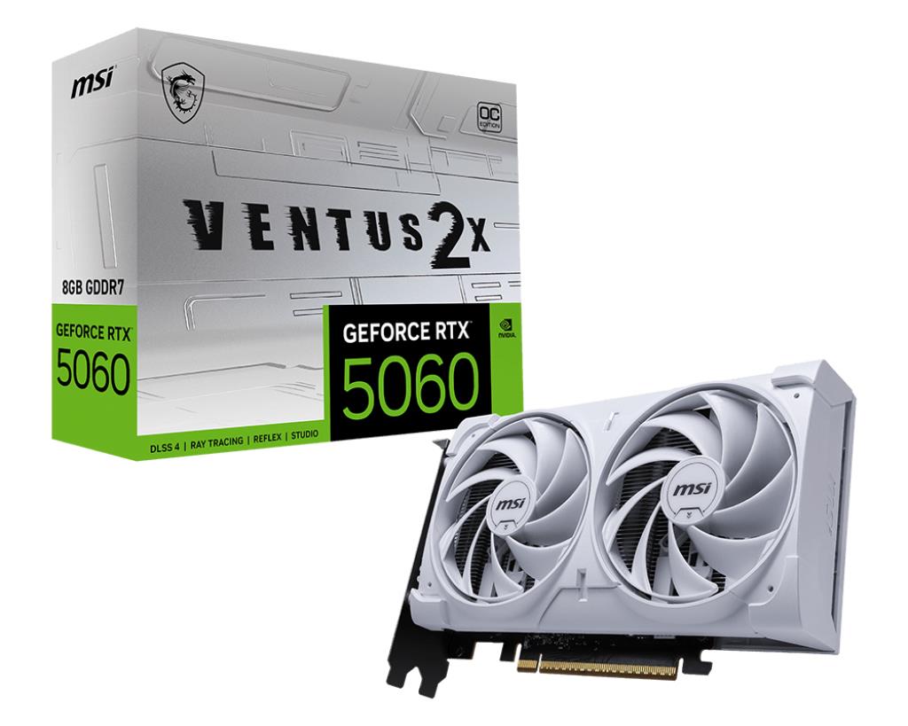 Graphics Card MSI NVIDIA GeForce RTX 5060 8 GB GDDR7 128 bit PCI Express x16 5.0 Active 50608GVENTUS2XOCWH