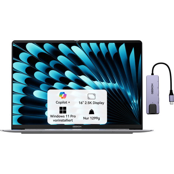 GEEKOM GEEKBOOK X16 PRO, Notebook - silver, Intel Core Ultra 5 125H, Intel Arc Graphics, 32 GB LPDDR5, 1 TB (1 TB SSD), Windows 11 Pro