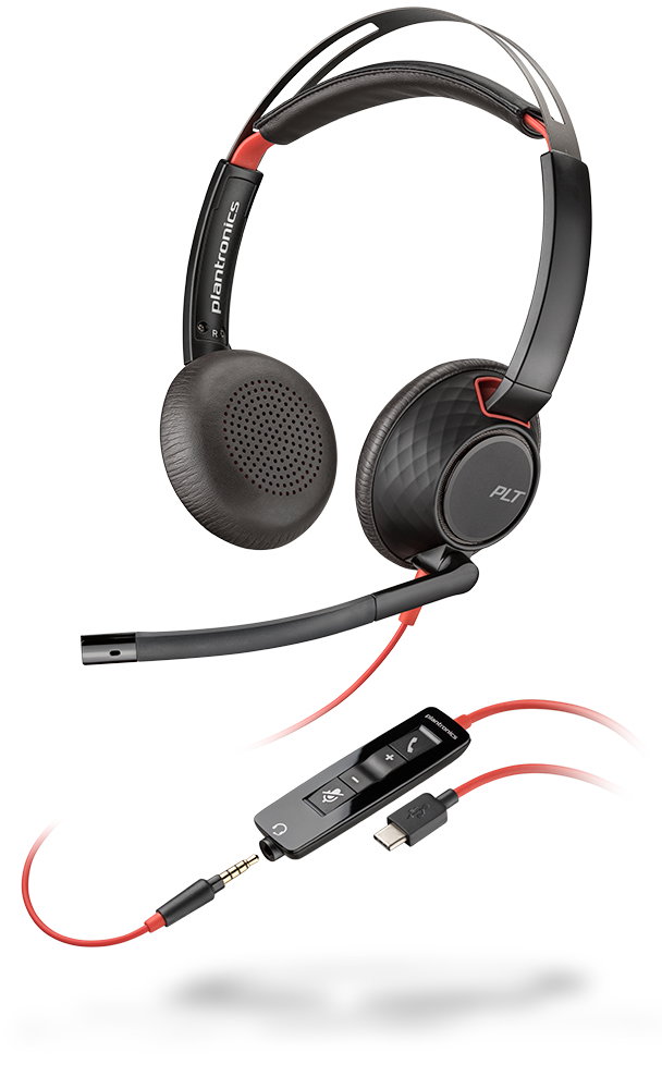 Poly Blackwire 5220 Headset -Stereo USB Type-C 3.5mm DSP 20 Hz-20 KHz