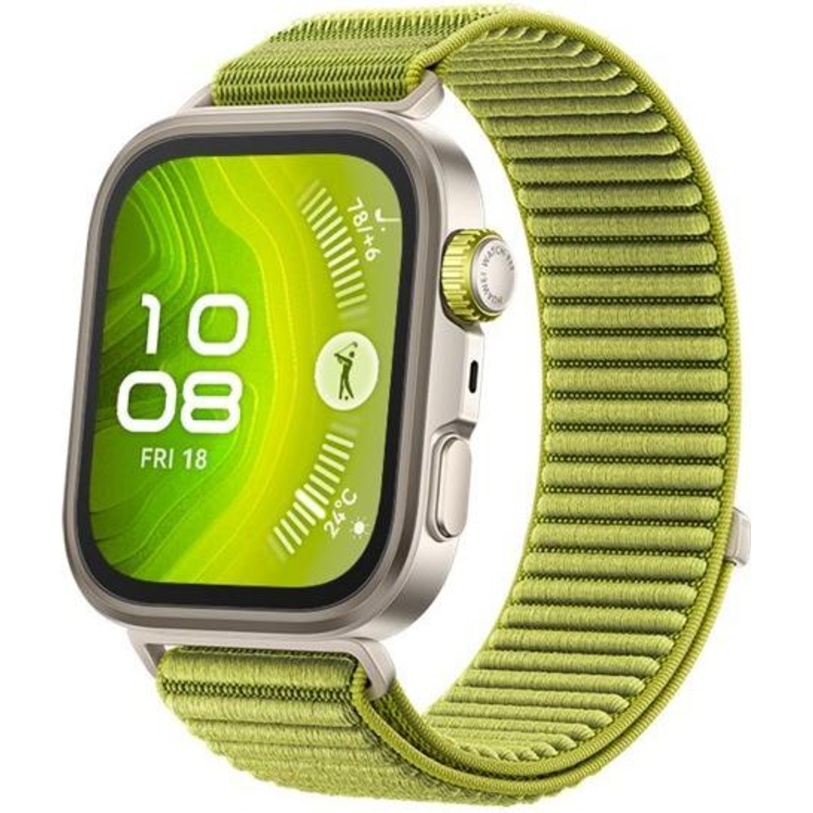 Huawei Watch Fit 4 Pro gold (Green Nylon Strap)