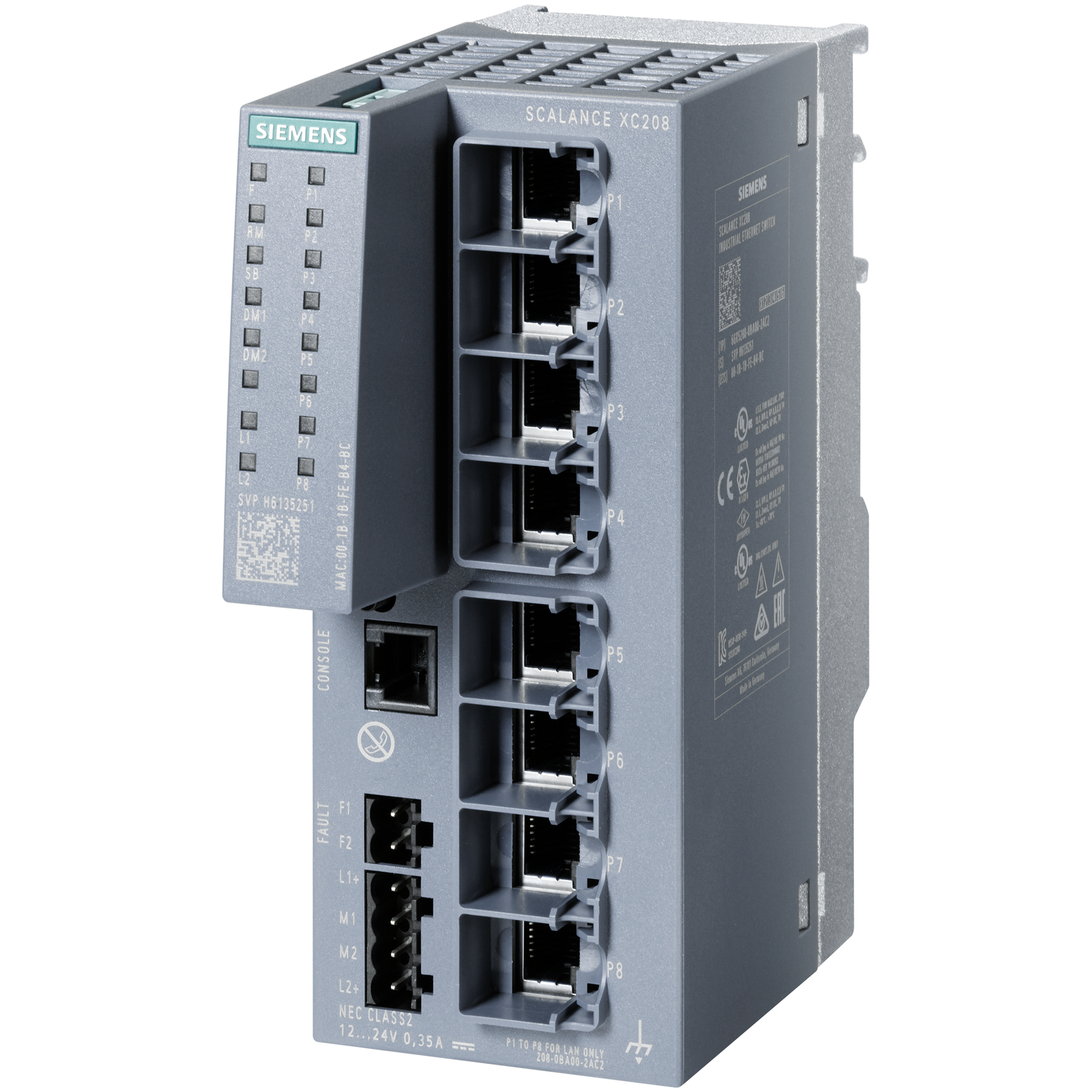 Siemens SIEM 6GK5208-0BA00-2AC2 SCALANCE XC208 Manageable Layer 2 IE Switch 8x Switch WLAN