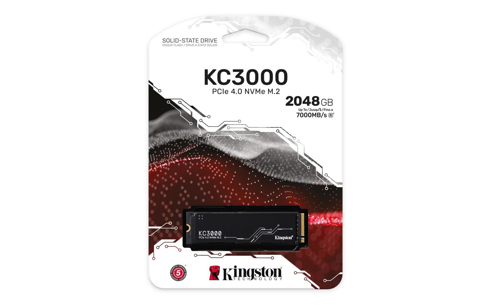SSD KINGSTON KC3000 2TB M.2 NVMe 3D TLC Write speed 7000 MBytes/sec Read speed 7000 MBytes/sec MTBF 1800000 hours SKC3000D/2048G