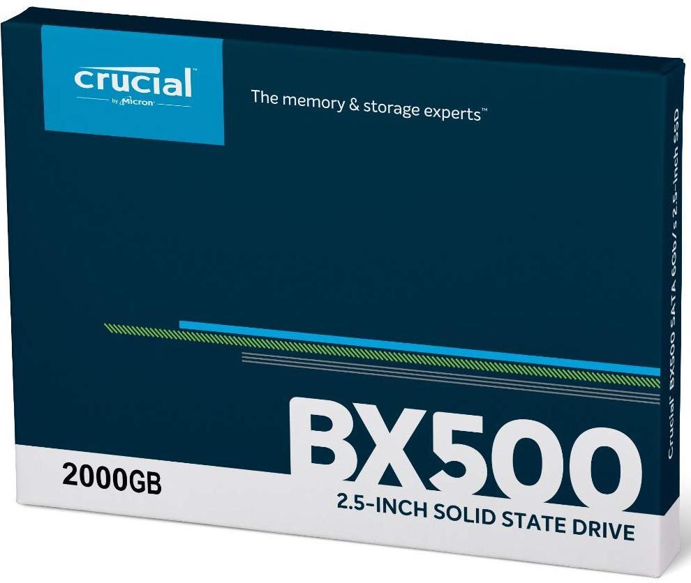 SSD CRUCIAL BX500 2TB SATA 3.0 Write speed 500 MBytes/sec Read speed 540 MBytes/sec 2,5 TBW 720 TB MTBF 1500000 hours CT2000BX500SSD1