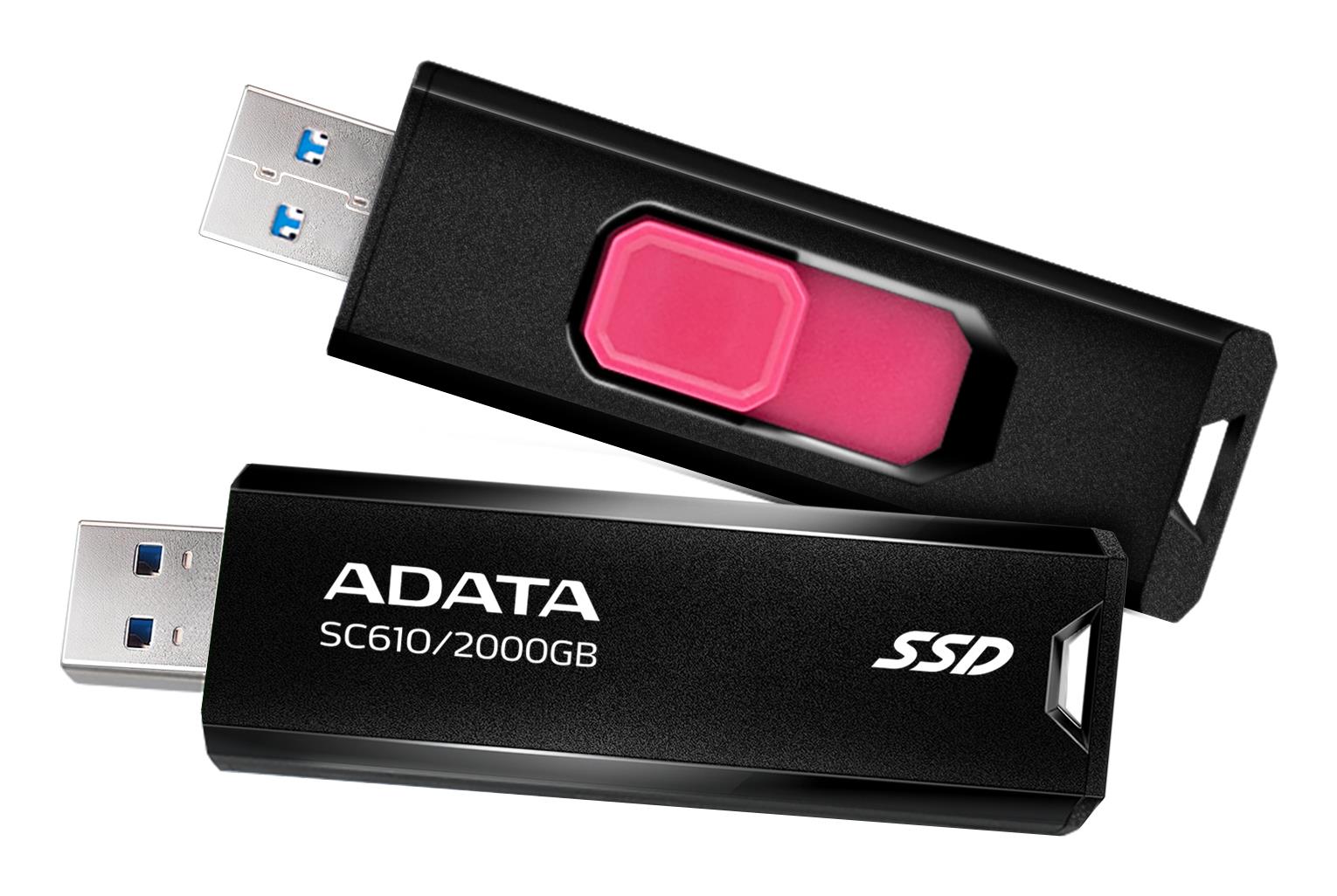 External SSD ADATA SC610 2TB USB 3.2 Write speed 500 MBytes/sec Read speed 550 MBytes/sec SC610-2000G-CBK/RD