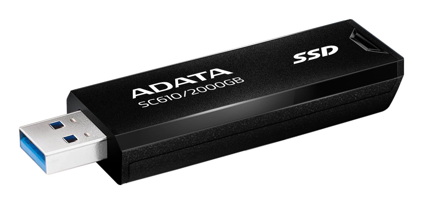 External SSD ADATA SC610 2TB USB 3.2 Write speed 500 MBytes/sec Read speed 550 MBytes/sec SC610-2000G-CBK/RD
