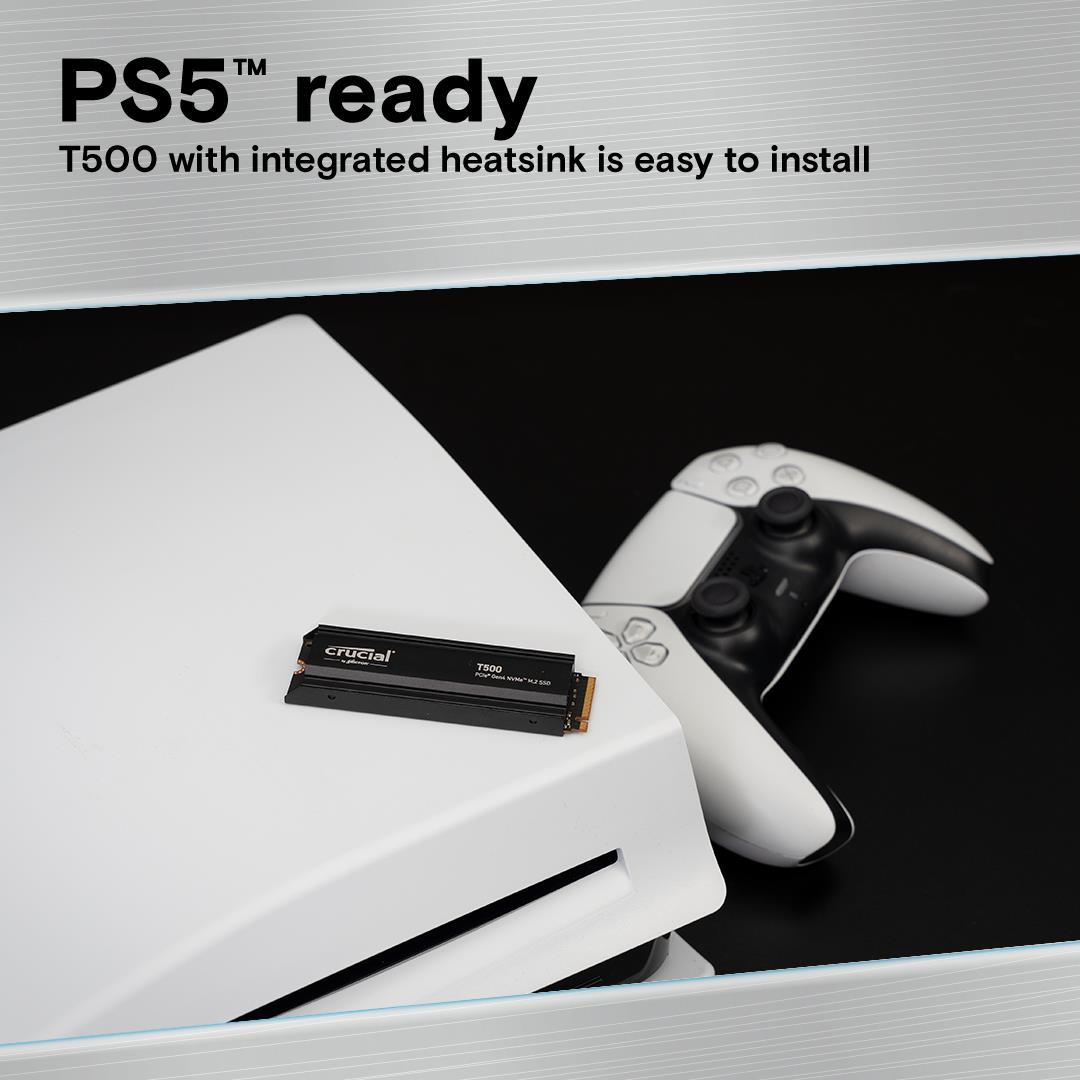 SSD CRUCIAL T500 1TB M.2 PCIe Gen4 NVMe 3D NAND Write speed 6800 MBytes/sec Read speed 7300 MBytes/sec TBW 600 TB CT1000T500SSD5