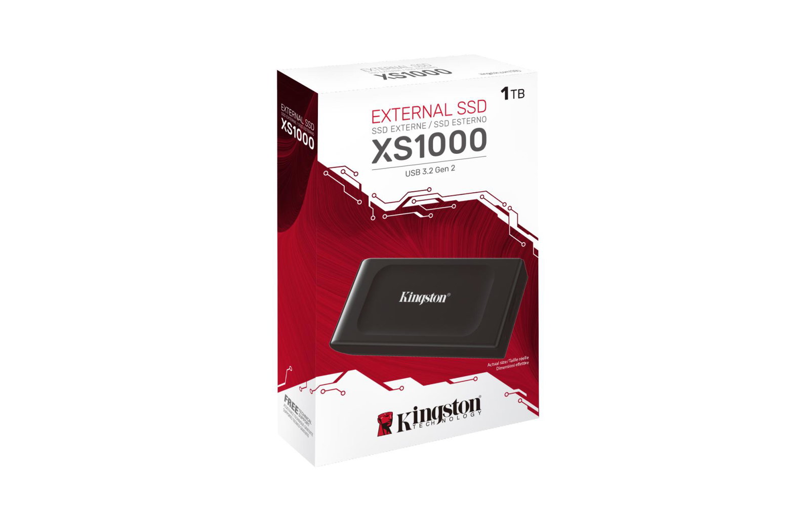 External SSD KINGSTON XS1000 1TB USB 3.2 Write speed 1000 MBytes/sec Read speed 1050 MBytes/sec SXS1000/1000G