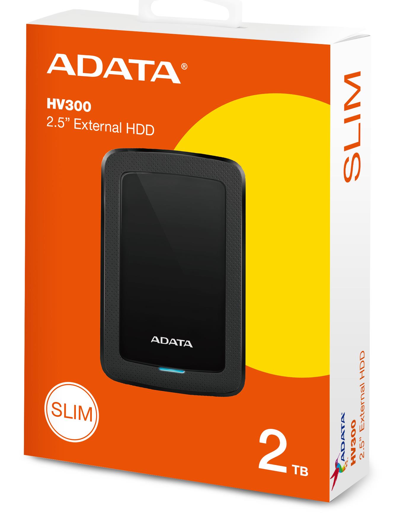 External HDD ADATA HV300 2TB USB 3.1 Colour Black AHV300-2TU31-CBK