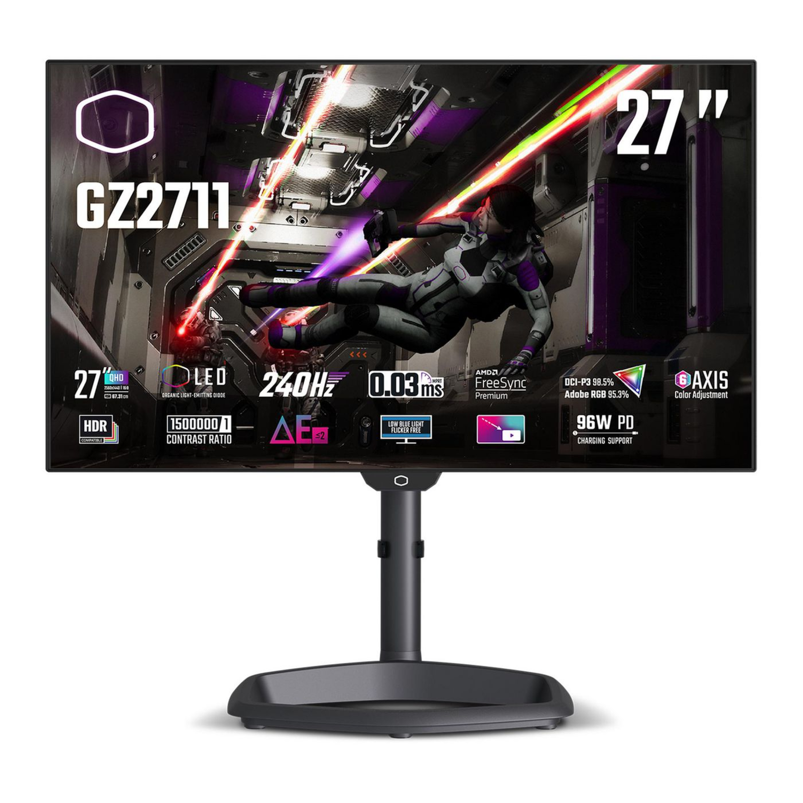 Cooler Master GZ2711 69cm 27 Inch Black QHD AMD Free-Sync Premium USB-C 240Hz Panel