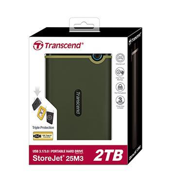 External HDD TRANSCEND StoreJet 1TB USB 3.1 Colour Green TS1TSJ25M3G