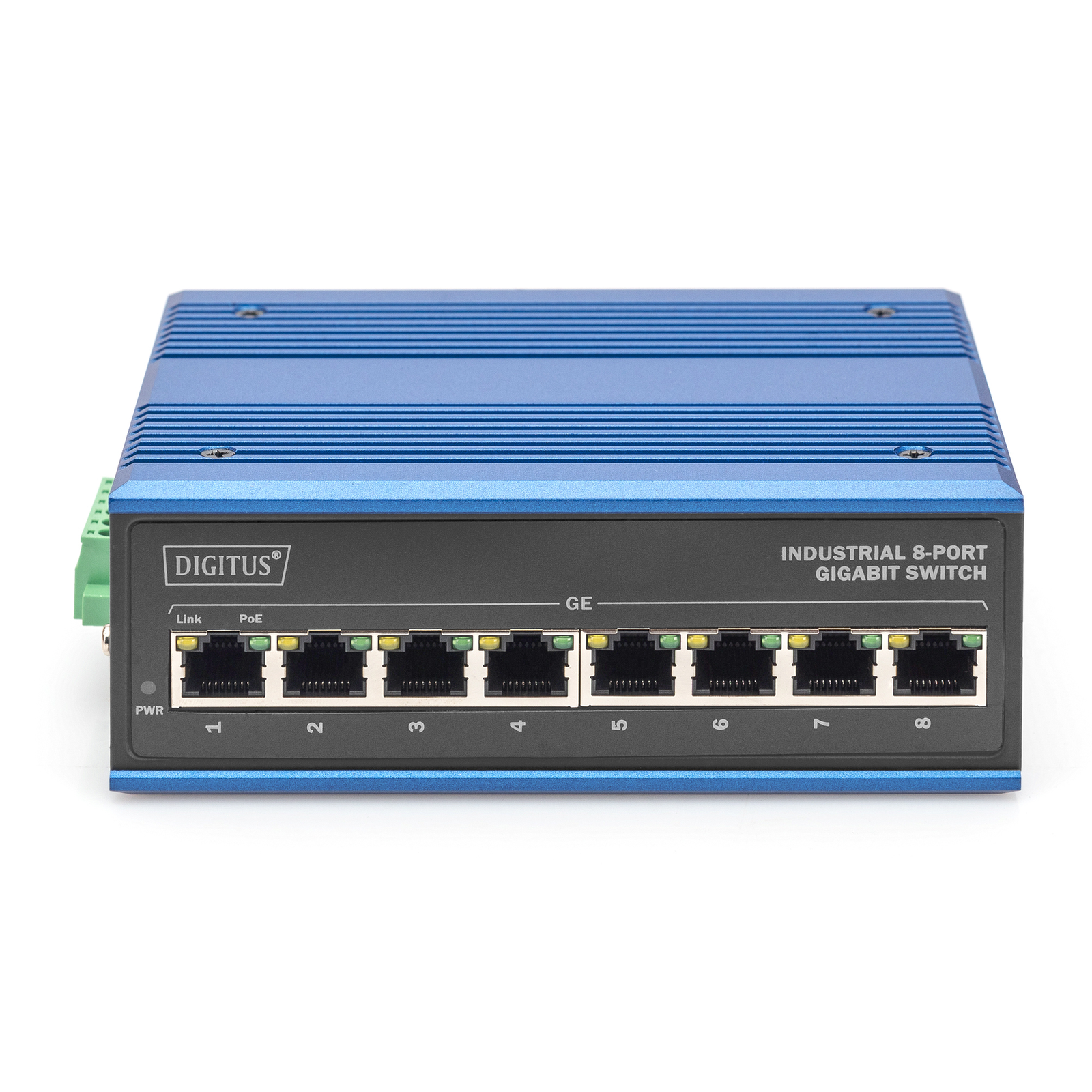 Digitus Switch Ind. 8-Port Gigabit 30W PoE Unmanaged Blue