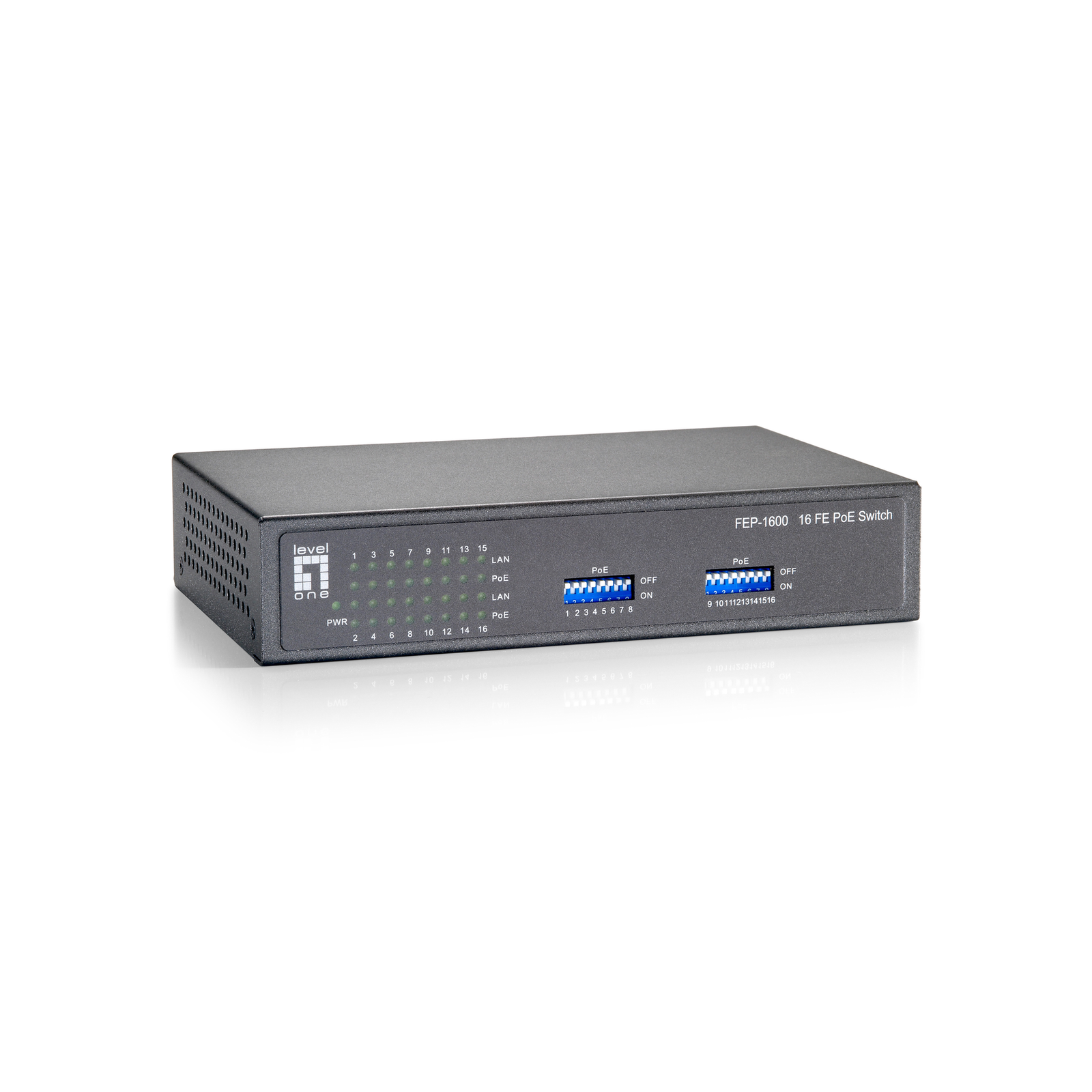 LevelOne 16-Port Fast Ethernet PoE Switch, 90W