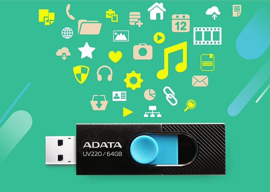 MEMORY DRIVE FLASH USB2 64GB/BLUE AUV220-64G-RBKBL ADATA