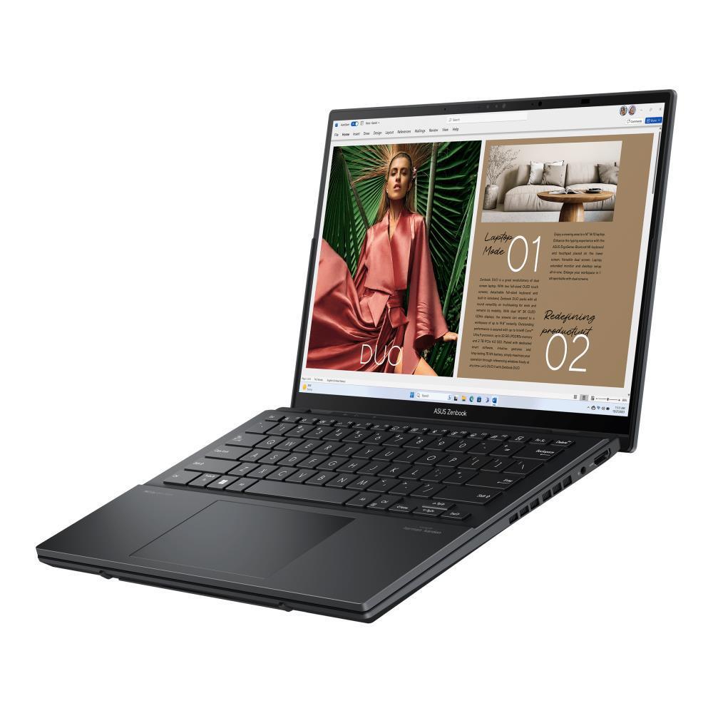 Notebook ASUS ZenBook Series DUO UX8406CA-PZ009W CPU Core Ultra U9-285H 2900 MHz 14 Touchscreen 2880x1800 RAM 32GB LPDDR5x SSD 2TB Intel Arc Graphics Integrated ENG Windows 11 Home Grey 1.65 kg 90NB14X1-M00820