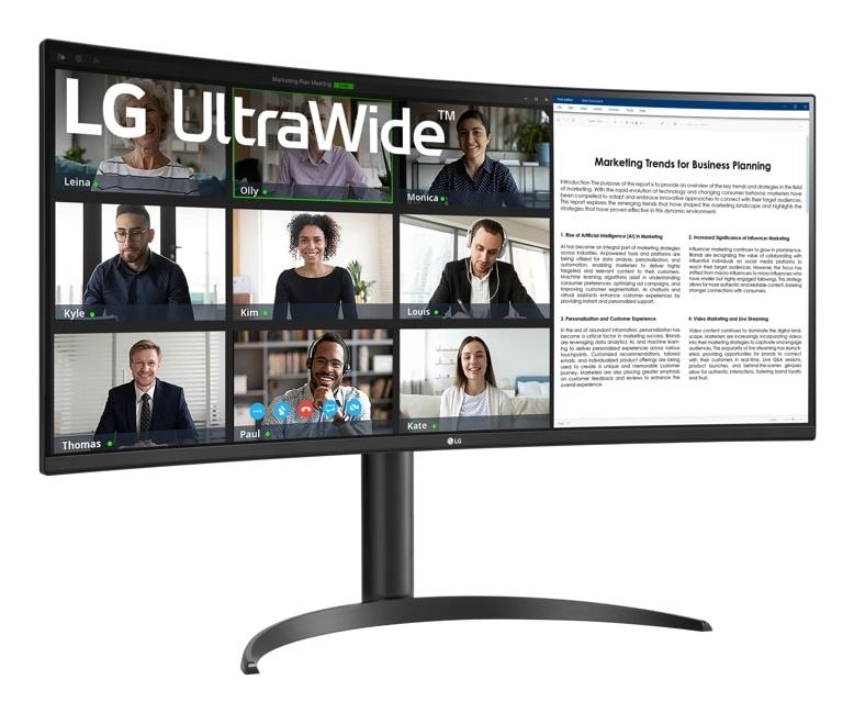 LCD Monitor LG 34WR55QK-B 34 Business/Curved/21 : 9 Panel VA 3440x1440 21:9 100Hz 5 ms Height adjustable Tilt Colour Black 34WR55QK-B