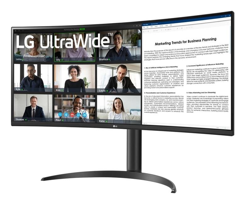 LCD Monitor LG 34WR55QK-B 34 Business/Curved/21 : 9 Panel VA 3440x1440 21:9 100Hz 5 ms Height adjustable Tilt Colour Black 34WR55QK-B