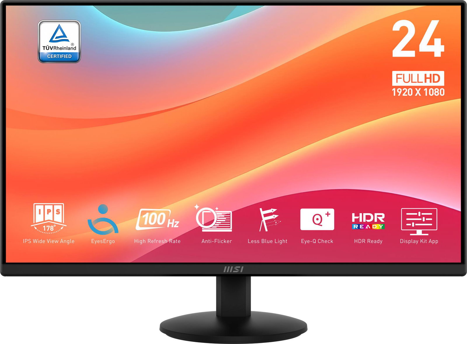 LCD Monitor MSI 23.8 Business Matte Panel IPS 1920x1080 16:9 100Hz 1 ms Tilt Colour Black PROMP242L