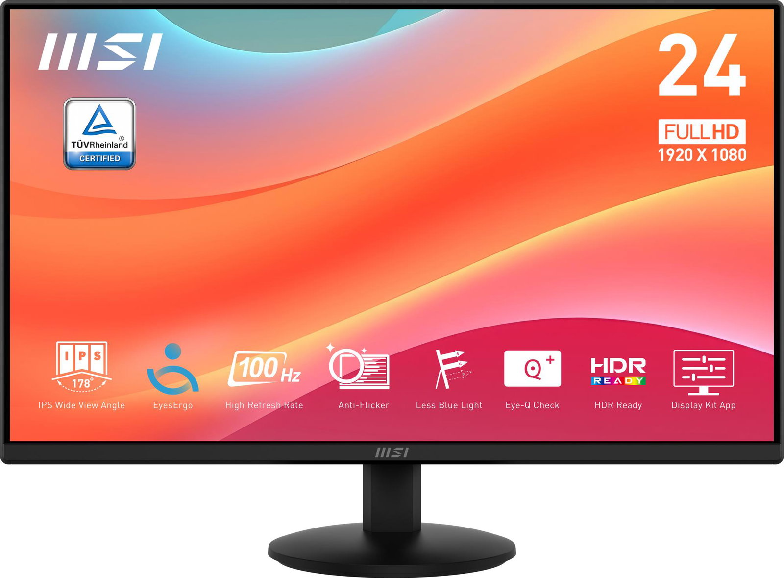 LCD Monitor MSI 23.8 Business Matte Panel IPS 1920x1080 16:9 100Hz 1 ms Tilt Colour Black PROMP242L