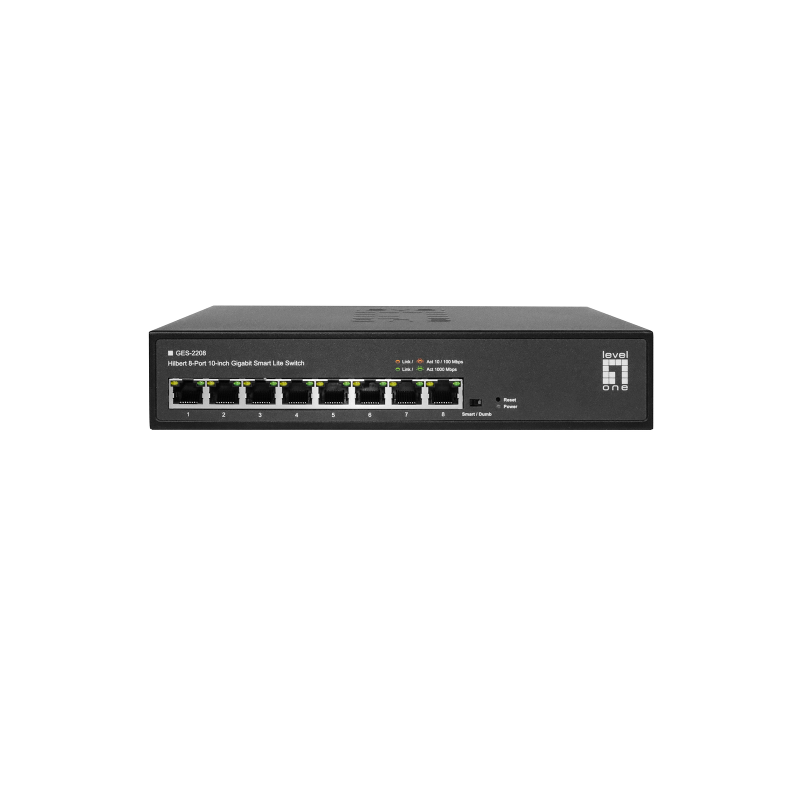 LevelOne Hilbert 10” 8-Port Gigabit Smart Lite Switch, 8 x Gigabit RJ45 (10/100/1000)