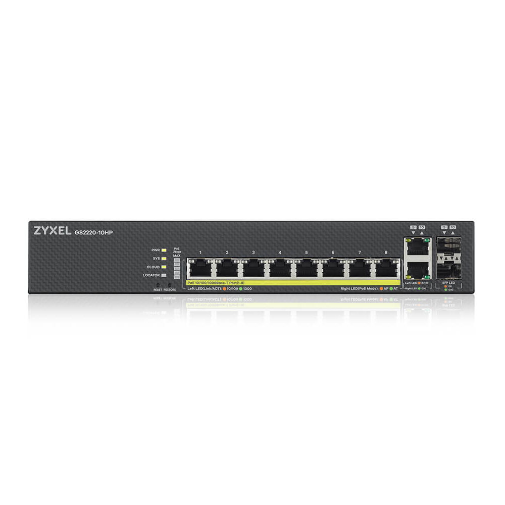 Zyxel GS2220-10HP-EU0101F network switch Managed L2 Gigabit Ethernet (10/100/1000) Power over Ethernet (PoE) Black