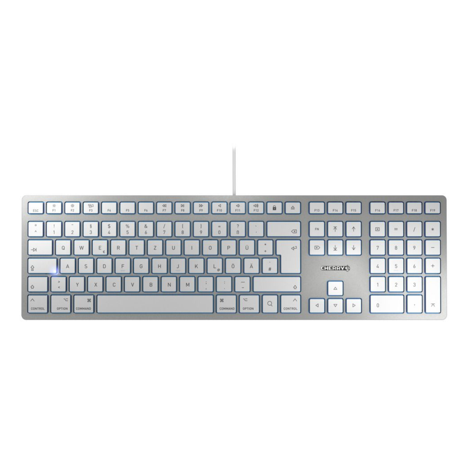 CHERRY KC 6000 SLIM FOR MAC keyboard Office USB QWERTZ German Silver