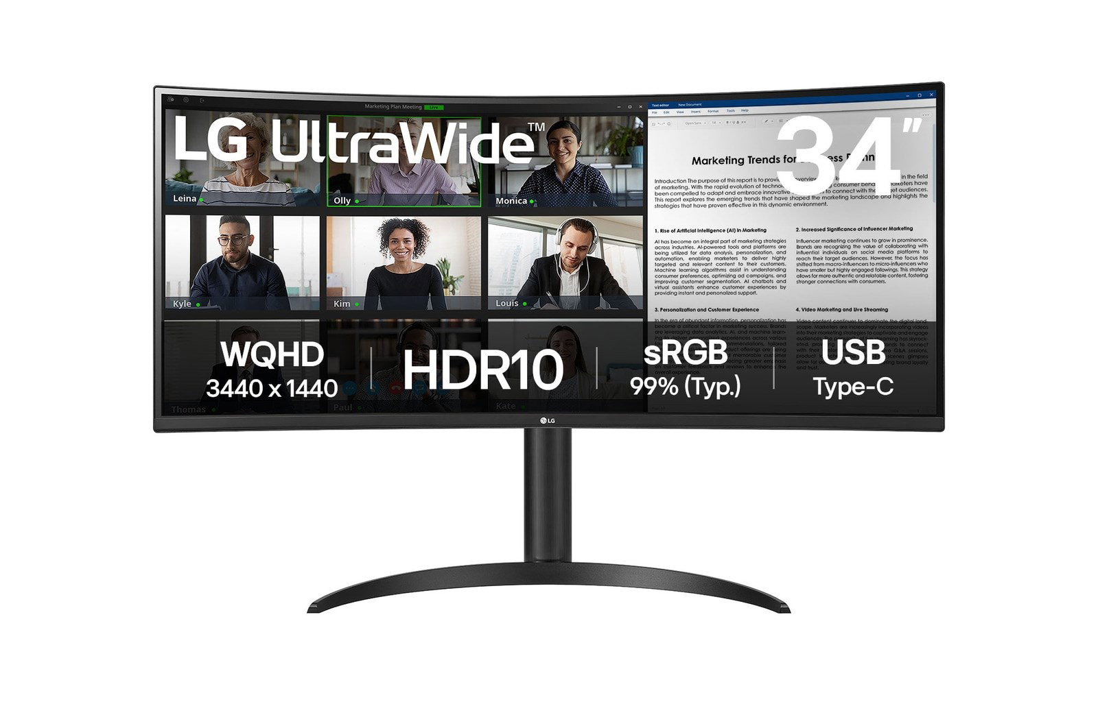 LG 34WR50QK-B computer monitor 86.4 cm (34) 3440 x 1440 pixels Wide Quad HD Black