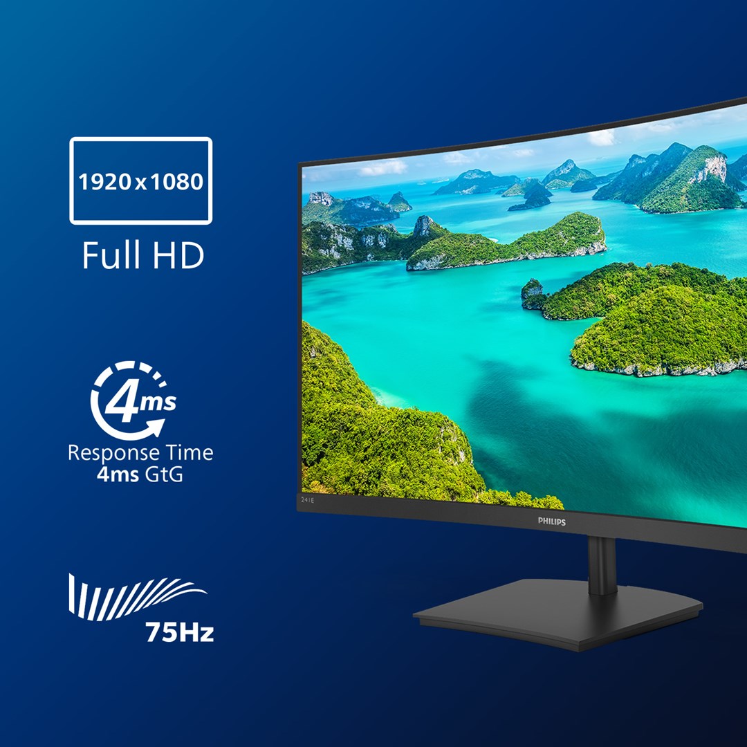 Philips E Line 241E1SCA/00 computer monitor 59.9 cm (23.6) 1920 x 1080 pixels Full HD LCD Black