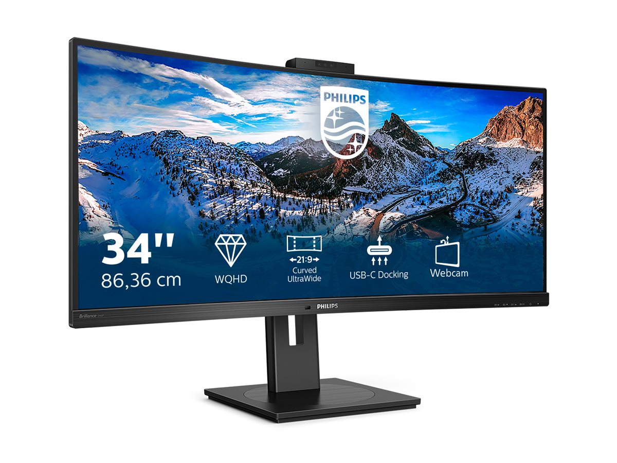 PHILIPS 346P1CRH/00 34inch USB-C DOCKING DISPLAY 3440x1440 CURVED VA 5ms GtG HAS USB-C/DP In+Out/HDMI RJ45 USB HUB Speakers VESA