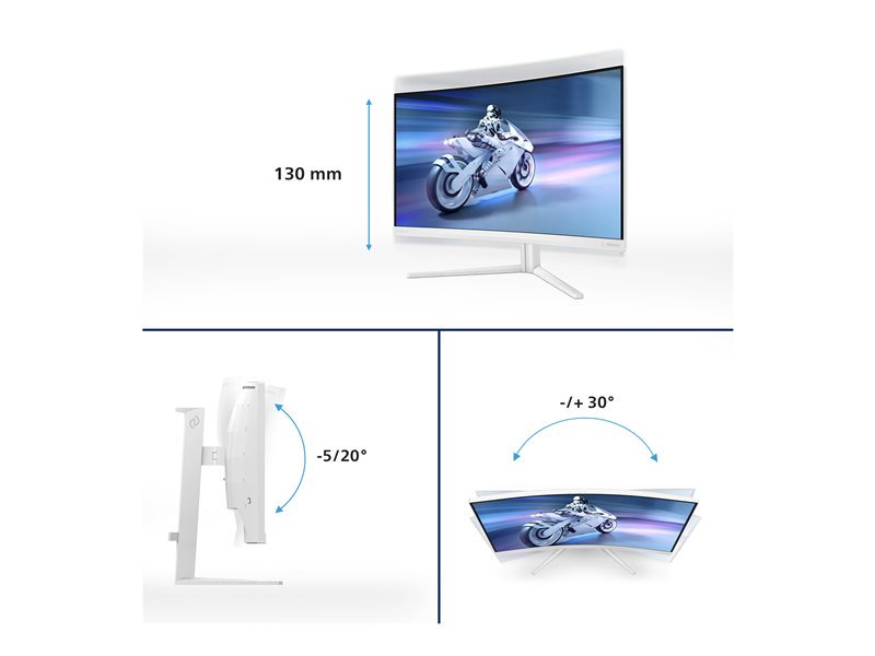 PHILIPS 31.5inch 2560x1440 VA Curved 1500R 130mm EVNIA 5000 Ambiglow Curved QHD 2K 180Hz Fast VA 1ms GtG HDR10