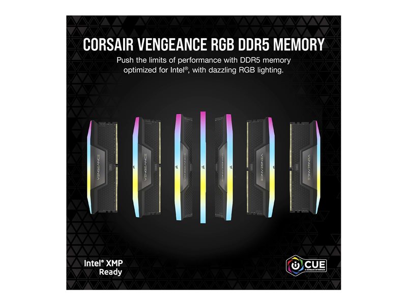 CORSAIR VENGEANCE RGB 32GB 2x16GB DDR5 6000MT/s DIMM Unbuffered 36-44-44-96 Std PMIC XMP 3.0 Black Heatspreader PCB 1.4V