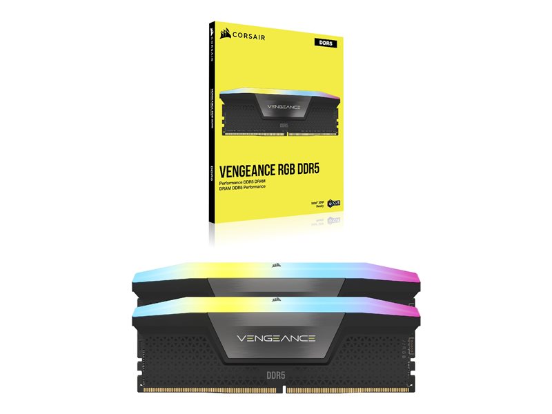 CORSAIR VENGEANCE RGB 32GB 2x16GB DDR5 6000MT/s DIMM Unbuffered 36-44-44-96 Std PMIC XMP 3.0 Black Heatspreader PCB 1.4V