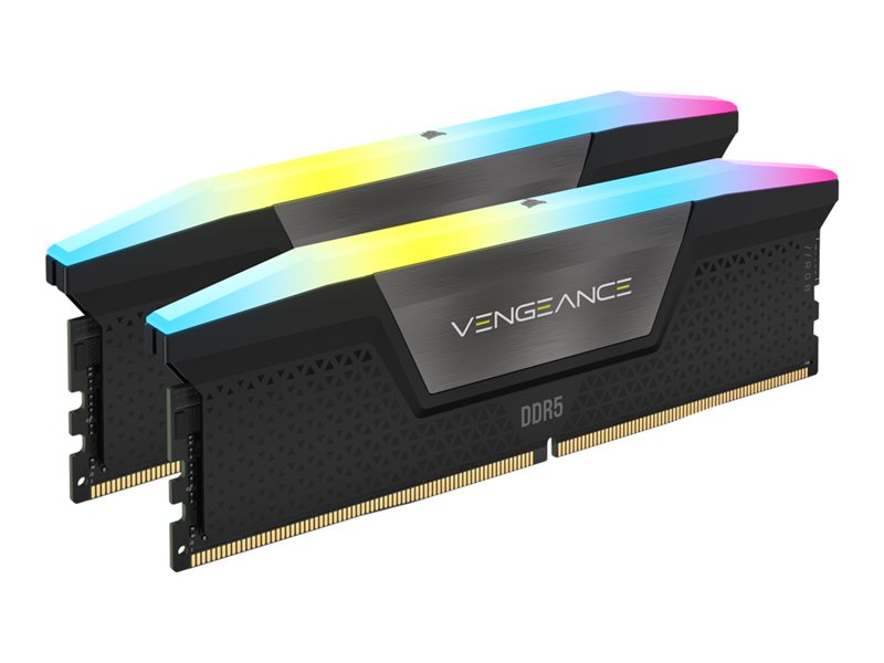 CORSAIR VENGEANCE RGB 16GB 2x8GB DDR5 DIMM 5200MT/s CL40-40-40-77 1.25V Intel XMP Desktop Memory - Black
