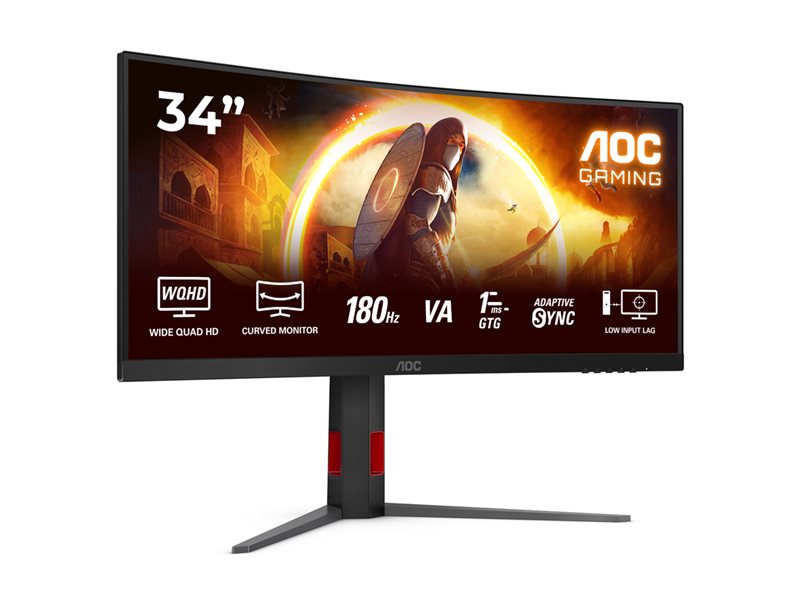 AOC CU34G4 34inch Curved Fast VA UWQHD 21:9 180Hz 0.5ms 300cd/m2 HDMI 2.0 DP1.4 Speakers