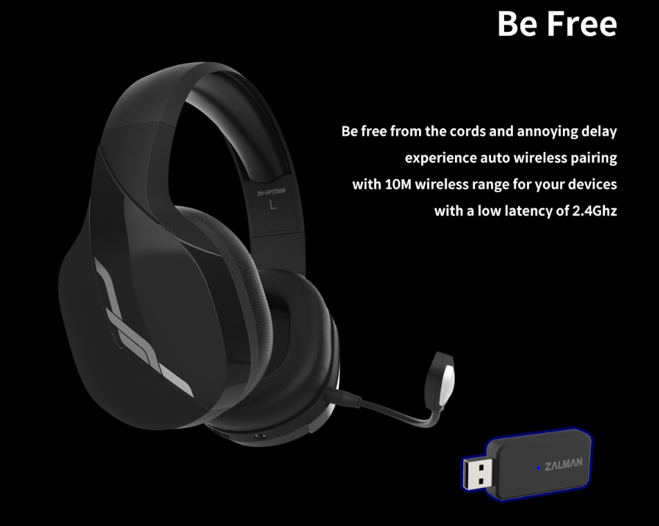 Zalman HPS700 Black Headset Wireless Head-band Gaming
