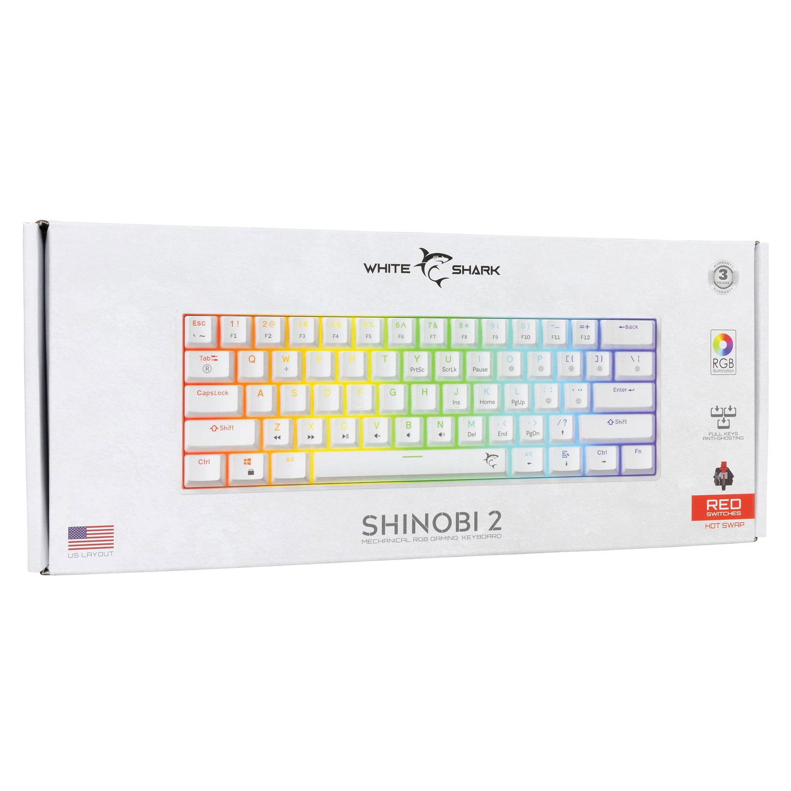 White Shark GK-004211 Shinobi 2 Red Switch, White US