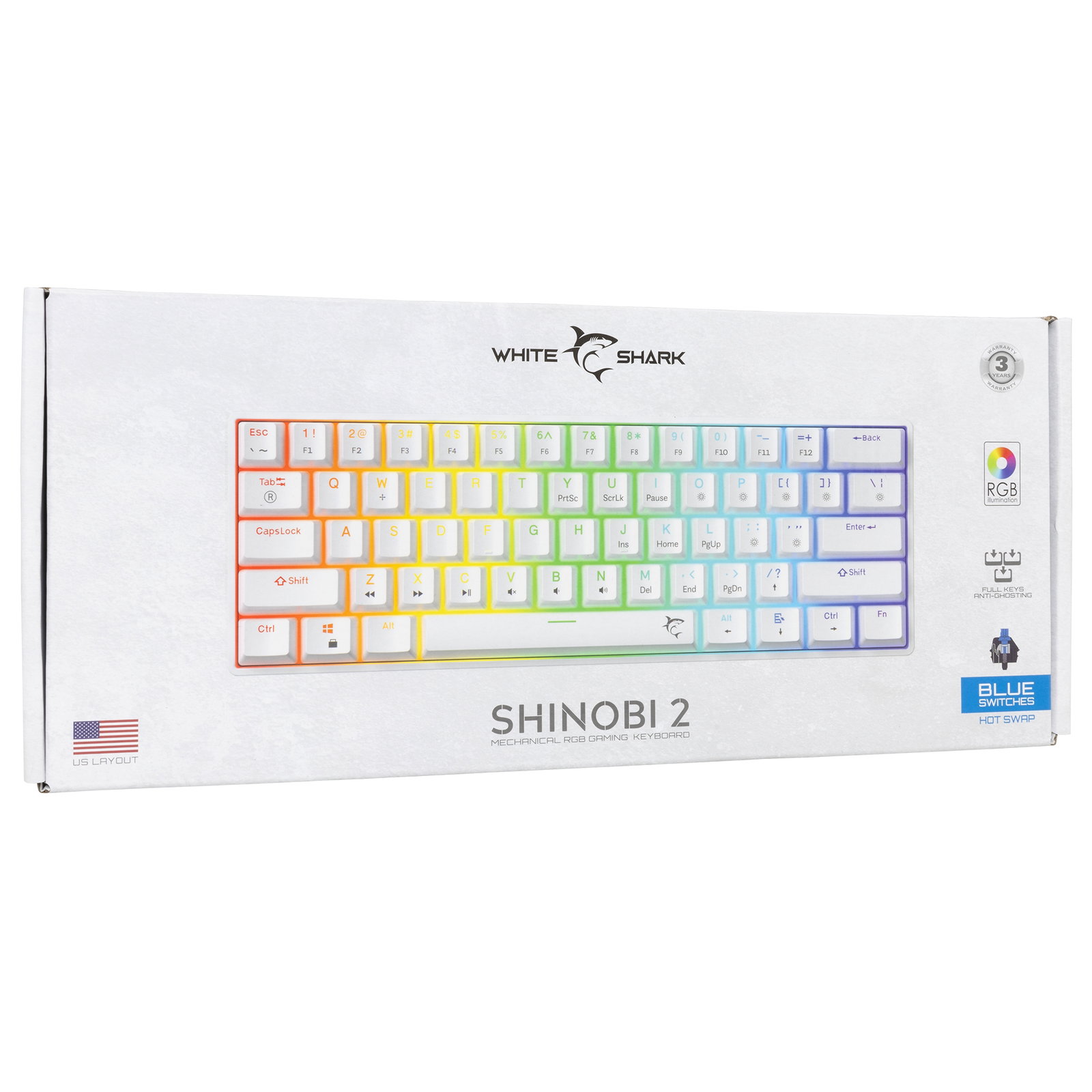 White Shark GK-004221 Shinobi 2 Blue switch, White US
