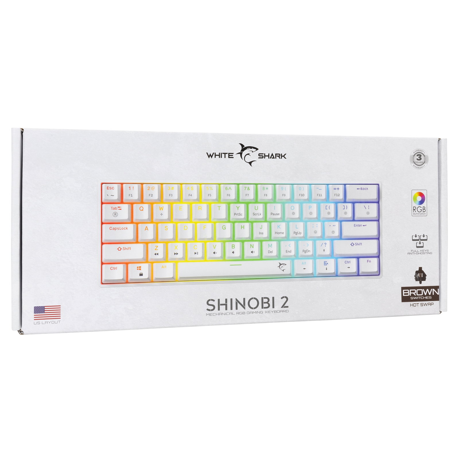 White Shark GK-004231 Shinobi 2 Brown Switch, White US