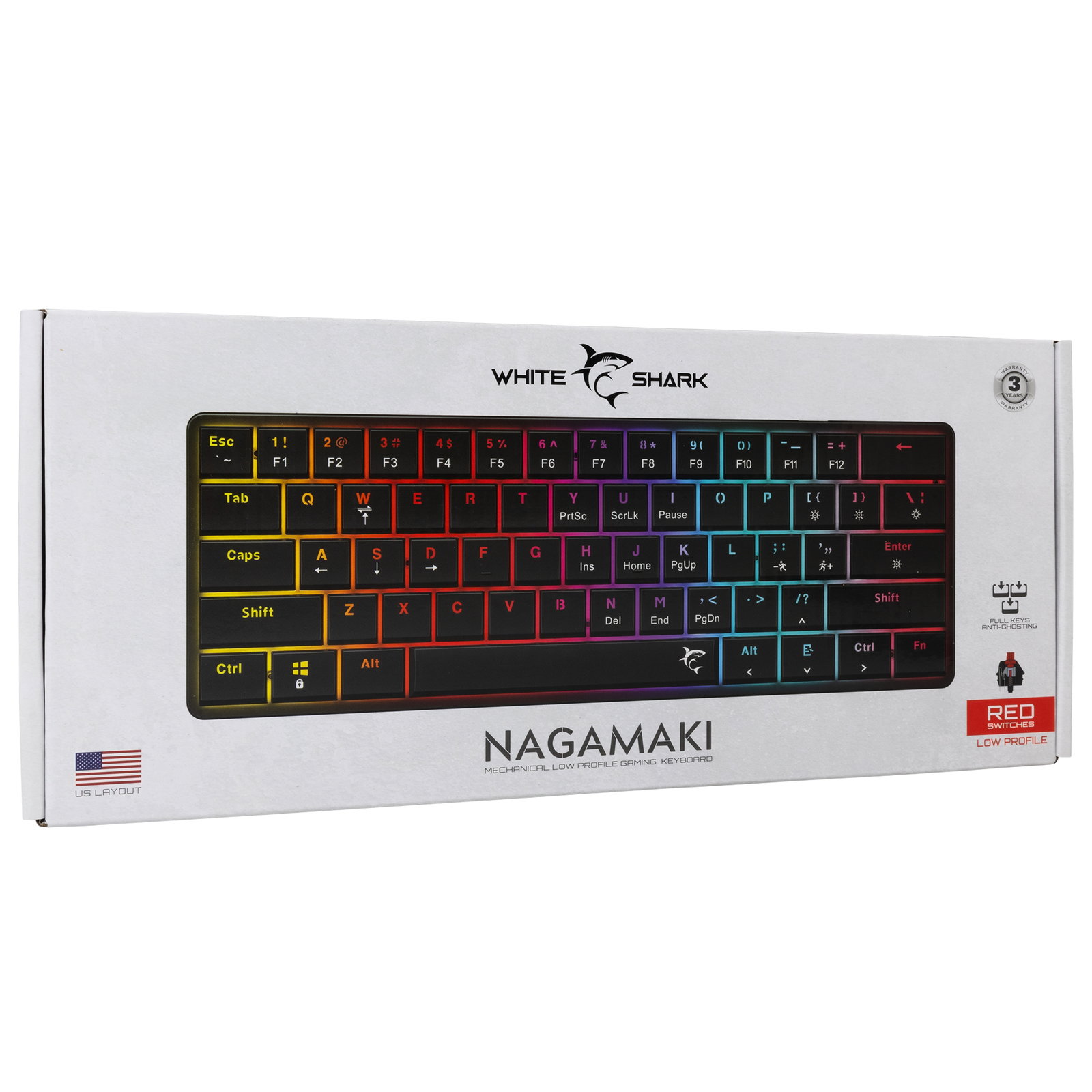 White Shark GK-006111 Nagamaki Black-Mechanical US-Red.SW