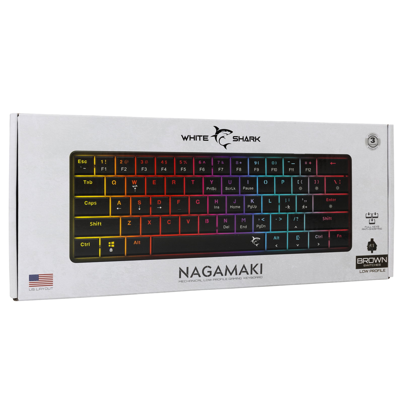 White Shark GK-006131 Nagamaki Black-Mechanical US-Brown.SW