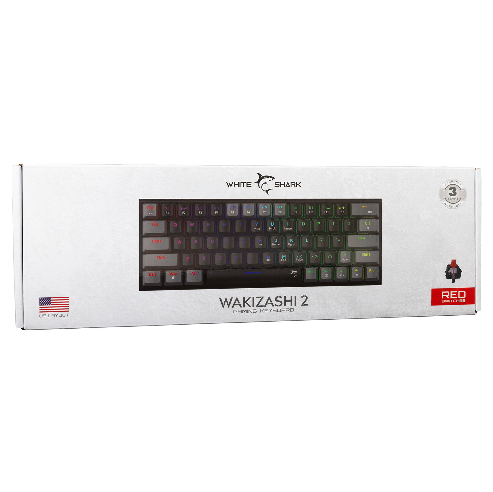 White Shark WAKIZASHI-2-US-B-G-RED.SW GK-002111V2 Black-Grey US Red Switches
