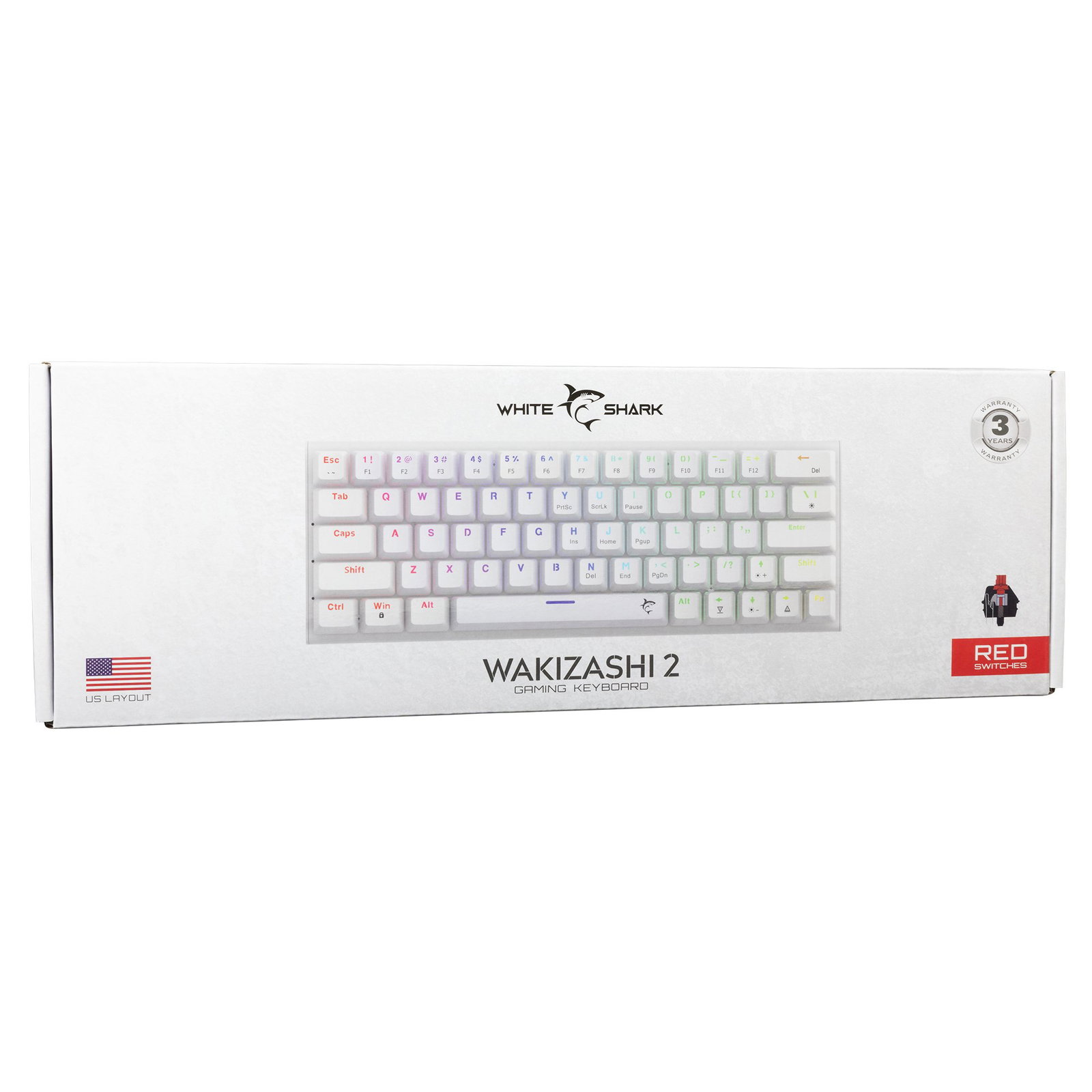 White Shark GK-002211V2 Wakizashi 2 White US Red Switches