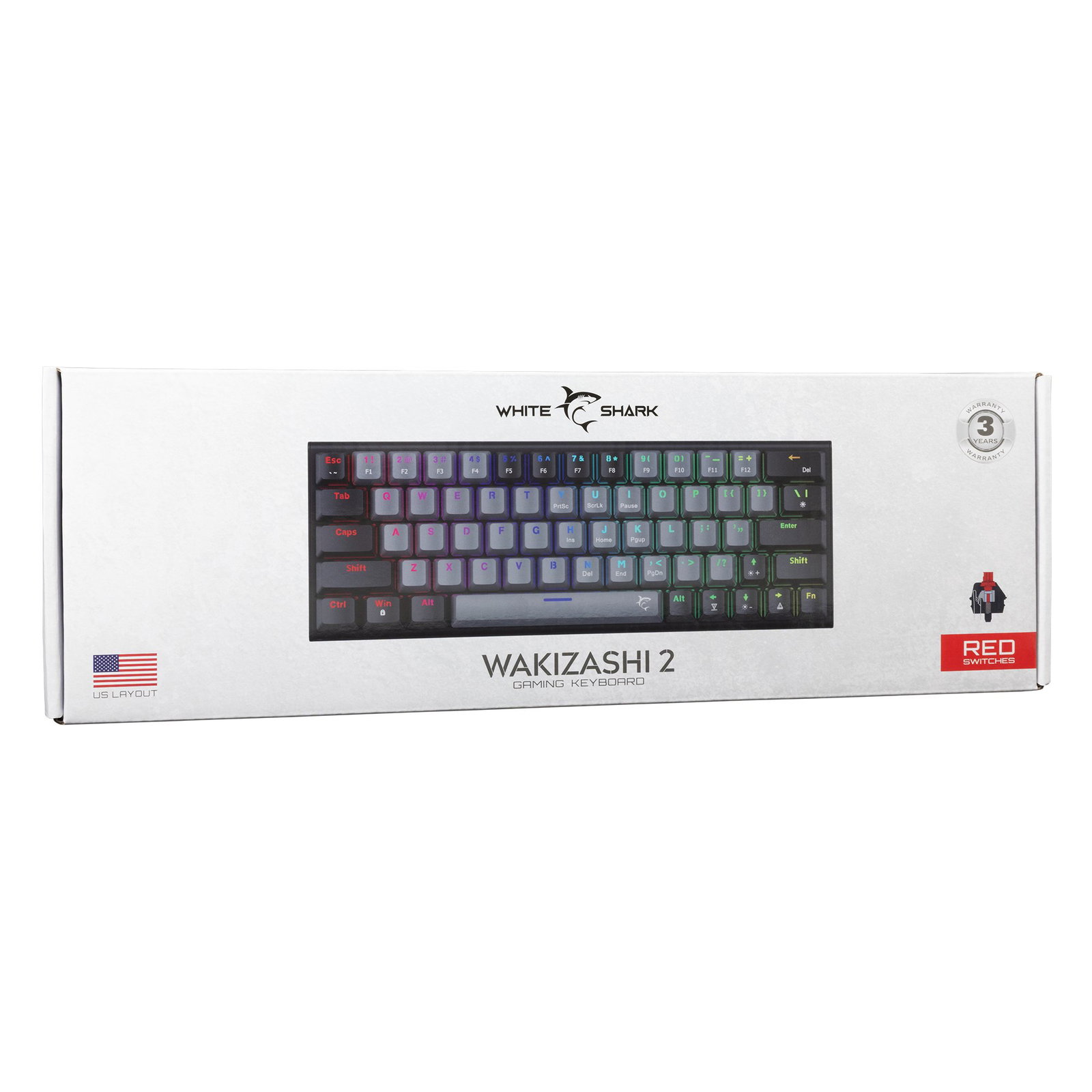 White Shark GK-002711V2 Wakizashi 2 Grey-Black US Red Switches